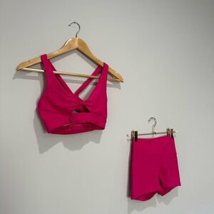 Skatie Fuchsia Sports Bra and Shorts Set
